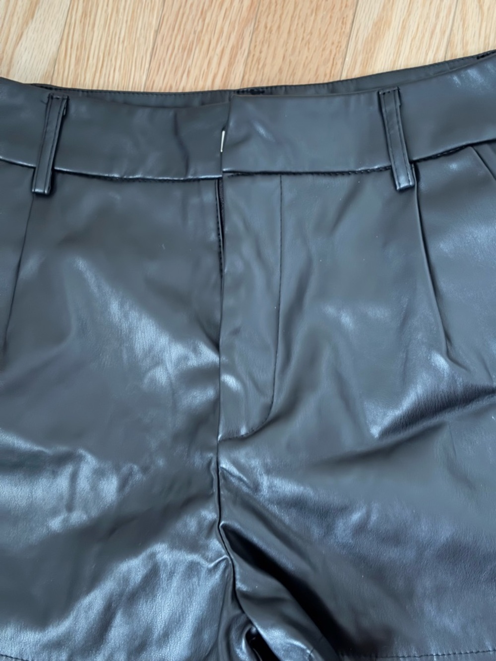 Black Leather Women's Shorts - Picture 7 of 9
